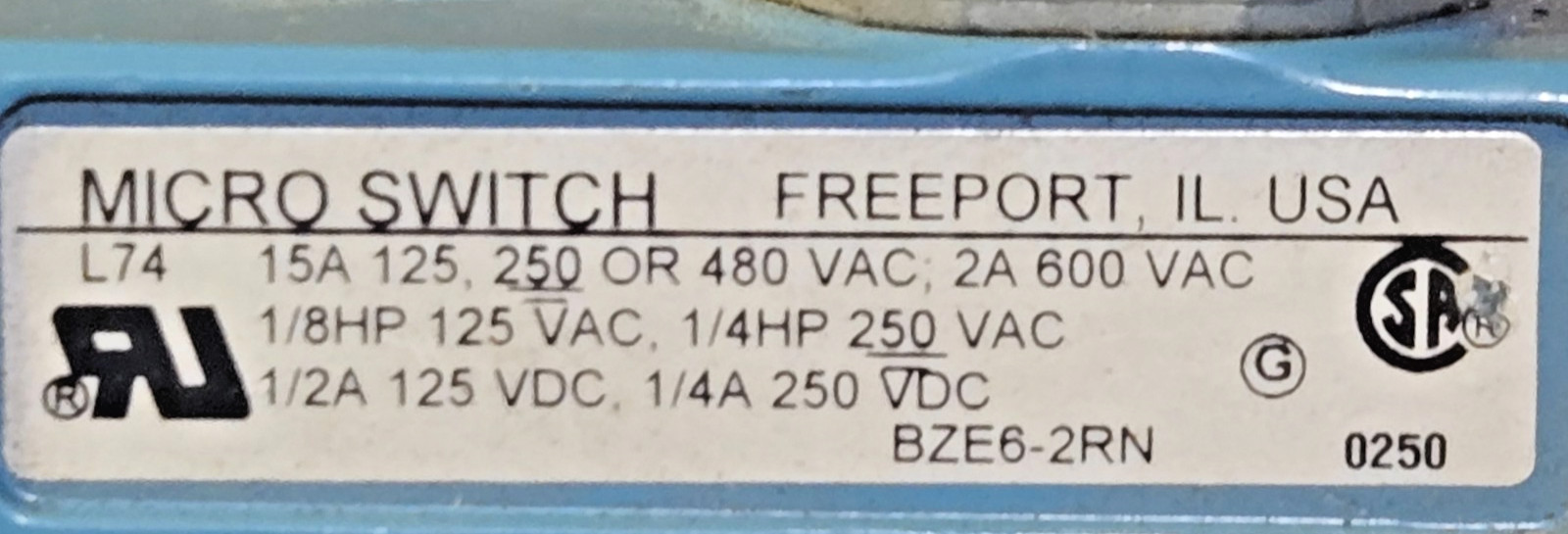 Honeywell / Micro Switch Limit Switch – BZE6-2RN BZE62RN