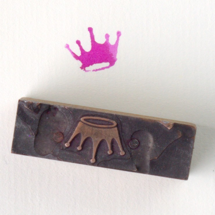 Vintage Hallmark Crown Logo Letterpress Printing Block Wood Metal Kansas City