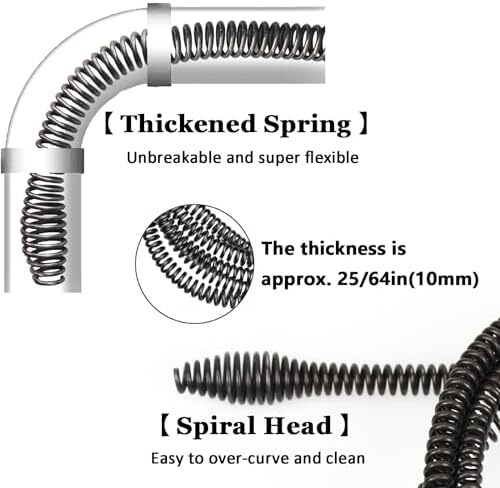 Drill Snake for Plumbing 6.5Ft Drain Snake Cable with Drill Connector Flexible A