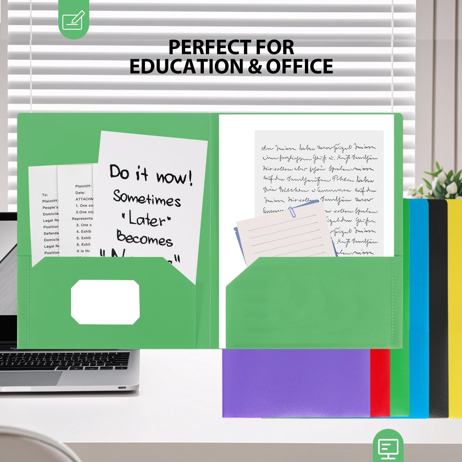 Plastic Folders with Assorted Colors(red, Blue, Yellow, Green, Purple, Black)