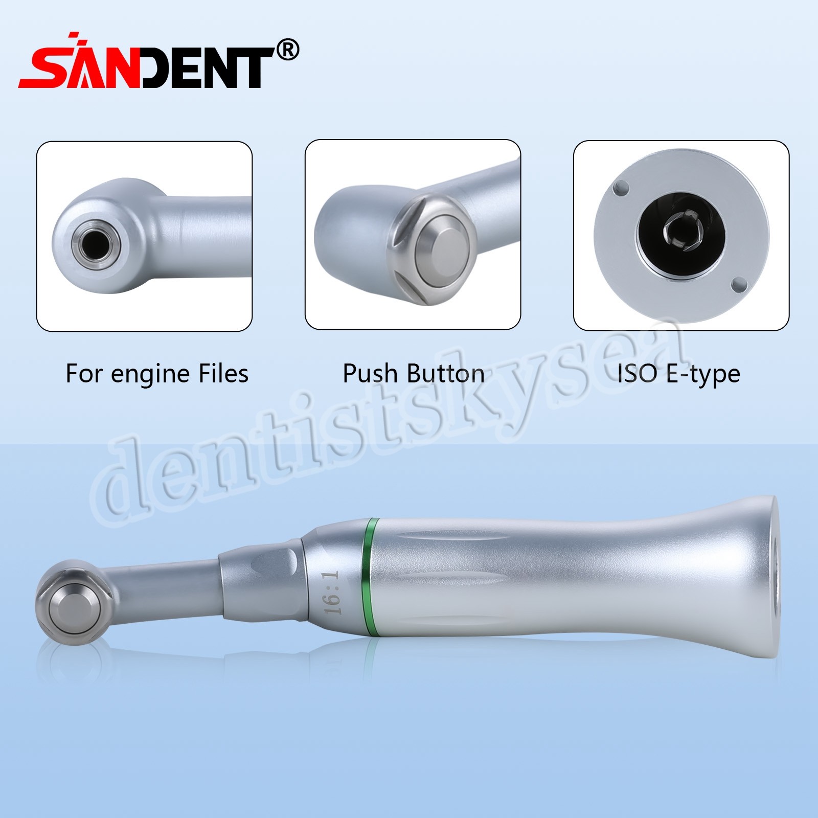 1-10 Dental 16:1 Reduction Endo Contra Angle Handpiece Push Button fit