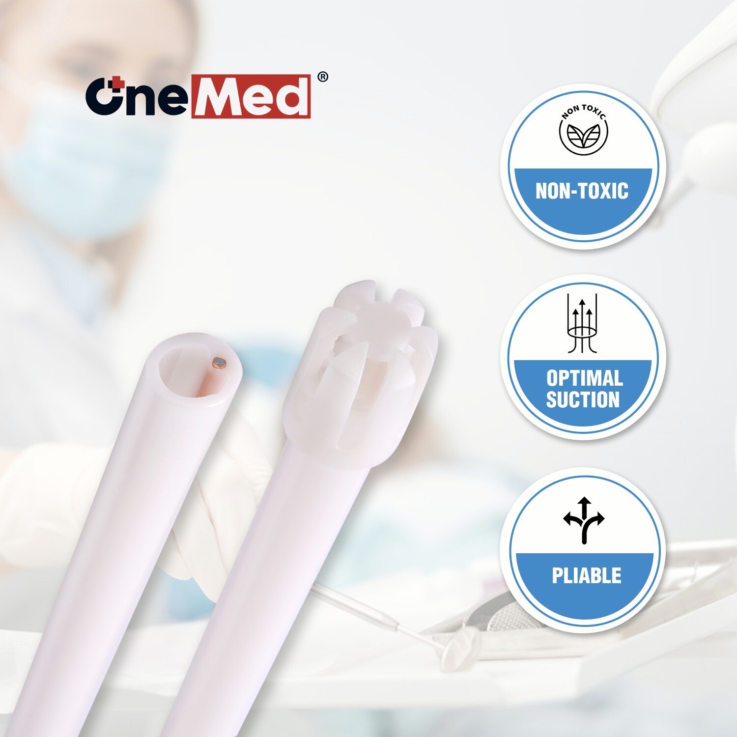 200(2 Bags) OneMed Disposable Dental Saliva Ejectors Evacuation Suction Tips