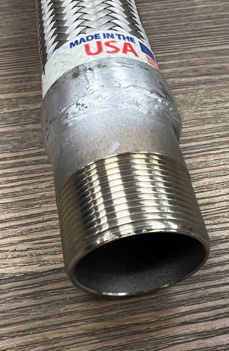 FLEX HOSES STAINLESS STEEL BRAIDED HOSE 1-1/4″ END HOSE DIA. 36″ LENGTH