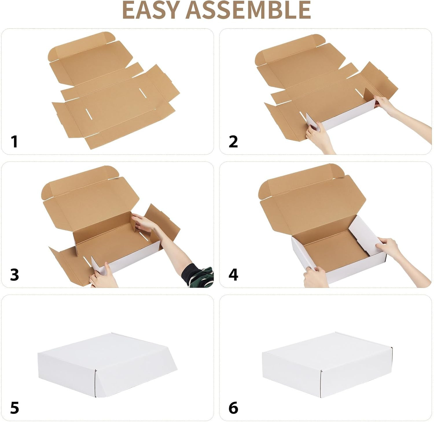 100 Pack 7X5X1 Small Shipping Boxes, White Corrugated Cardboard Mailer Box for P