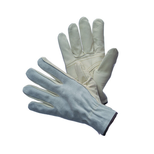 DRIVER GLOVES, STRAIGHT THUMB, COW GRAIN WITH SPLIT LEATHER BACK – Large