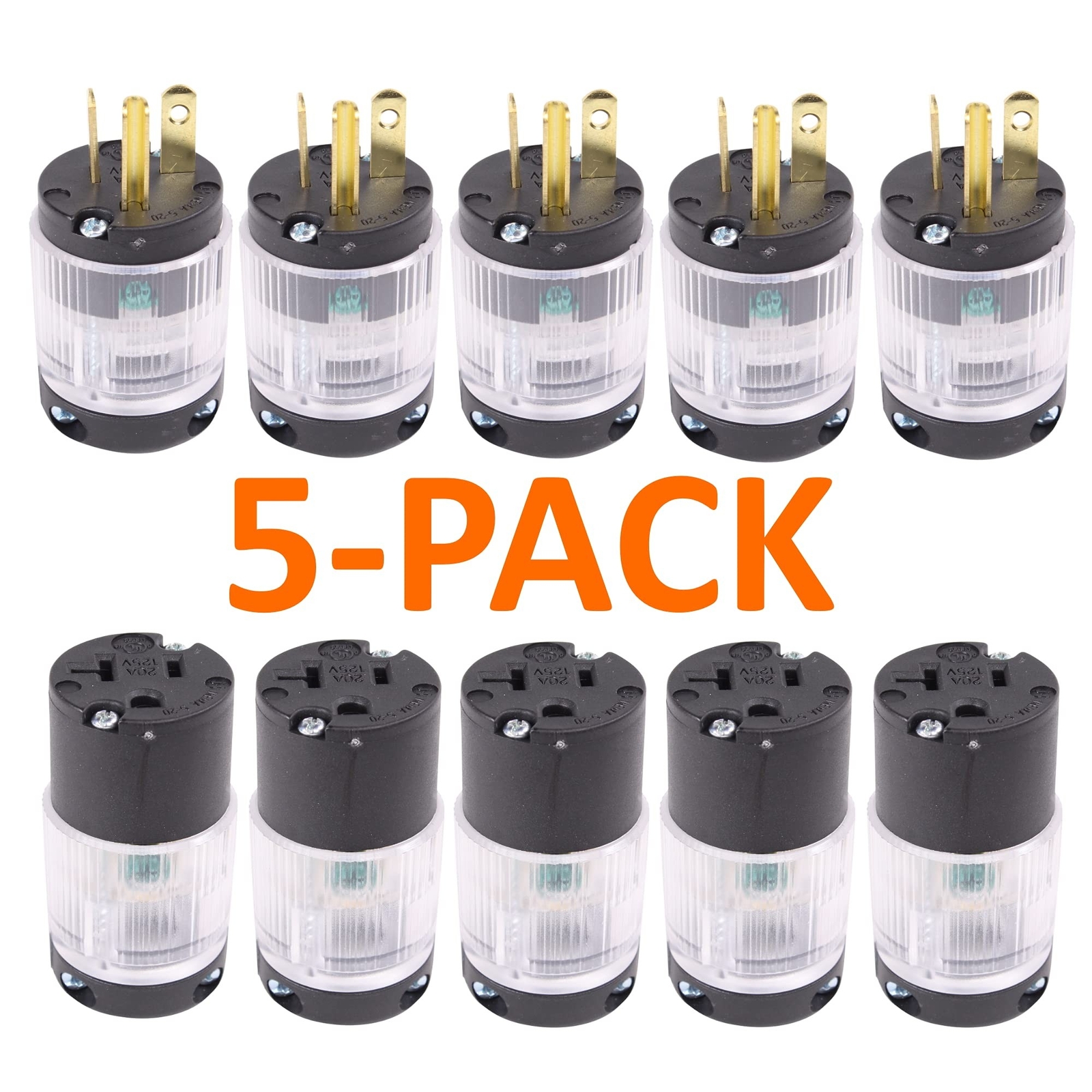 Journeyman-Pro HJP-520PC-LIT Lighted Plug & Connector Set 20 Amp 120-125 Volt…