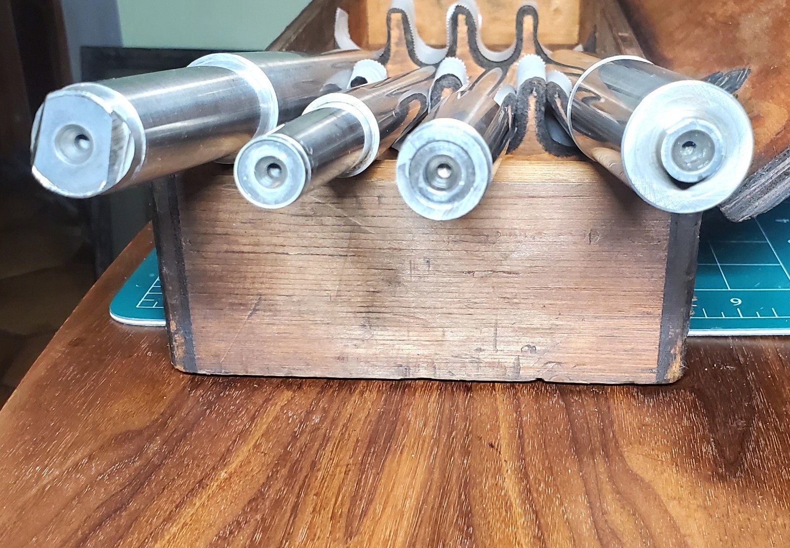 Set of 4 Morse Taper Test Bars in Wooden Box