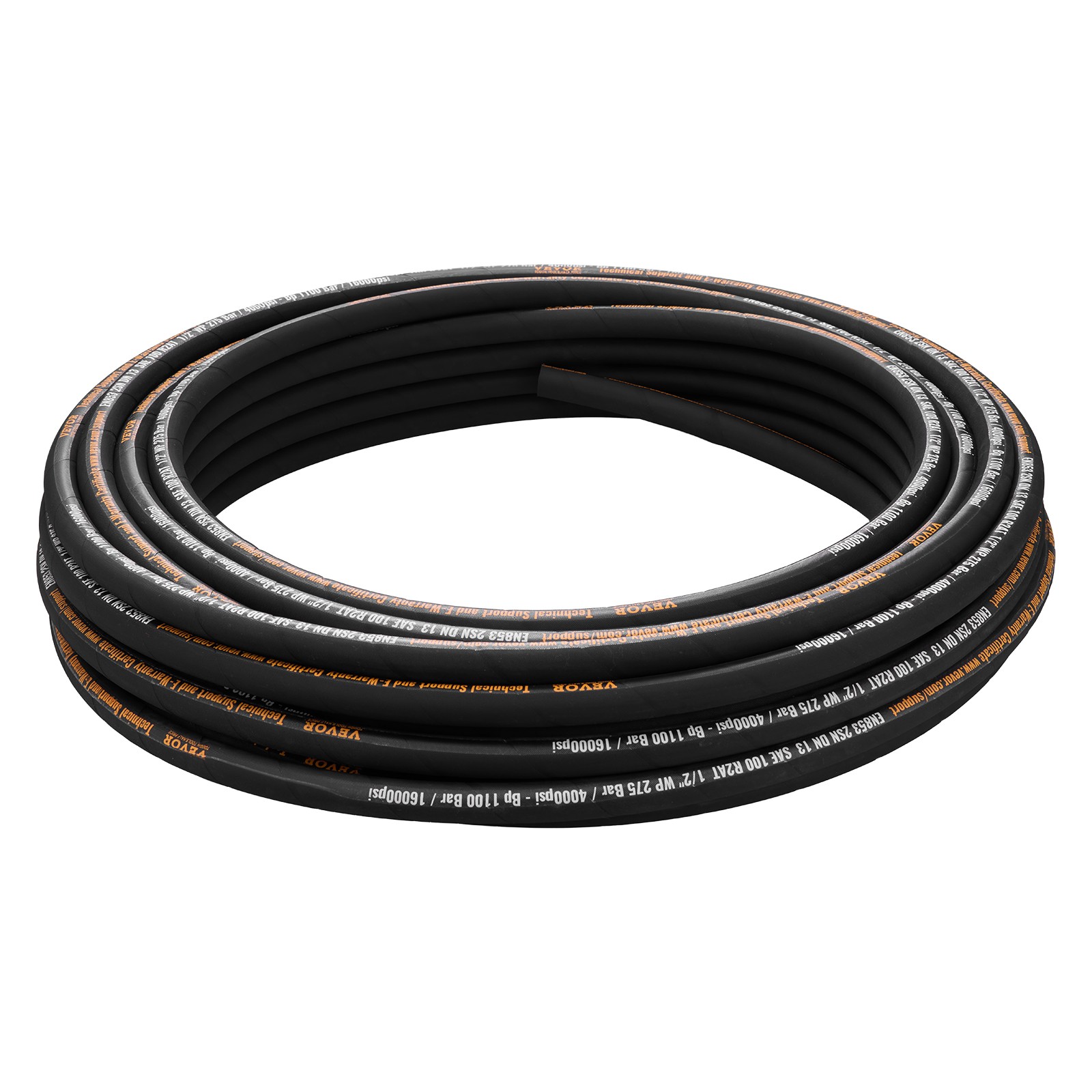 VEVOR 1/2″ SAE Hydraulic Hose – 100ft Coiled, R2 Steel Wire, 4000 PSI WP