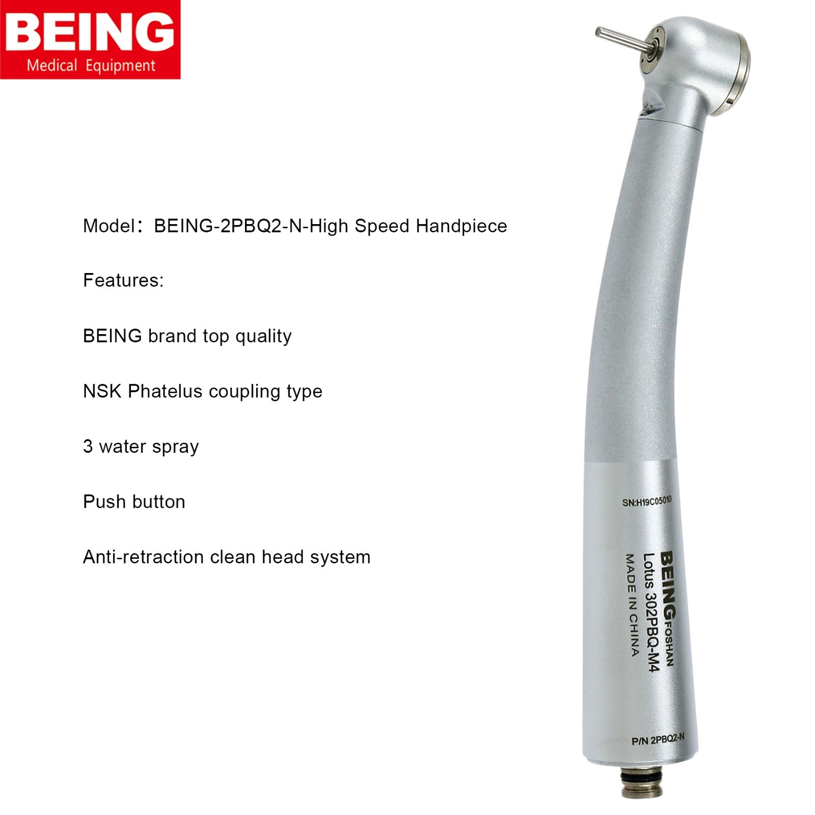 US BEING Dental Fiber Optic High Speed Handpiece For Kavo NSK Coupler 4/6 Holes