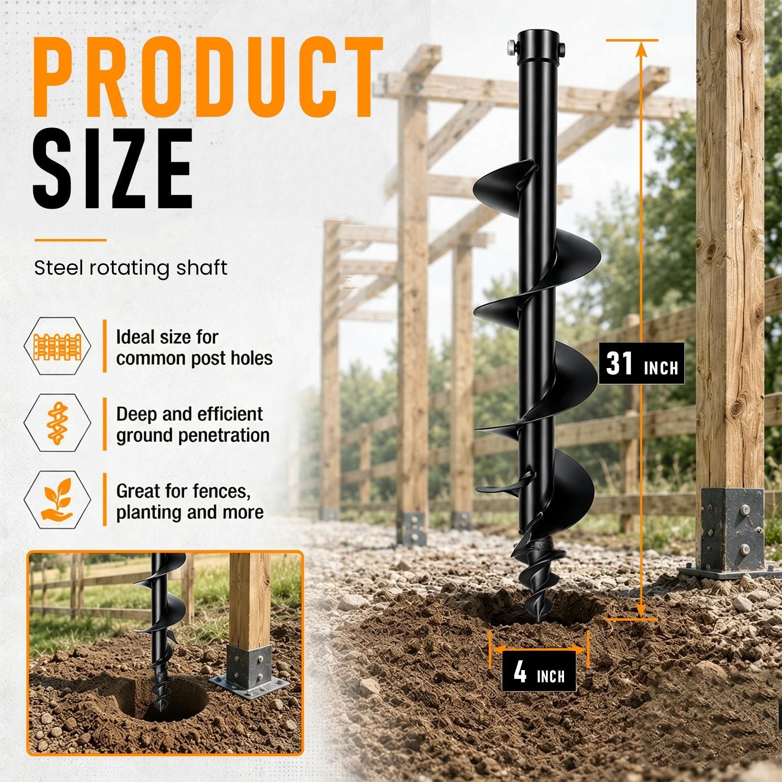 Mini Excavator Attachment Hydraulic Auger Drill 0.8Ton-2Ton 200mm Diameter Auger