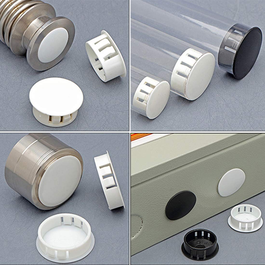 30PCS 13mm (1/2″) White Hole Plugs Plastic Flush Type Hole Plugs Snap in Lock…