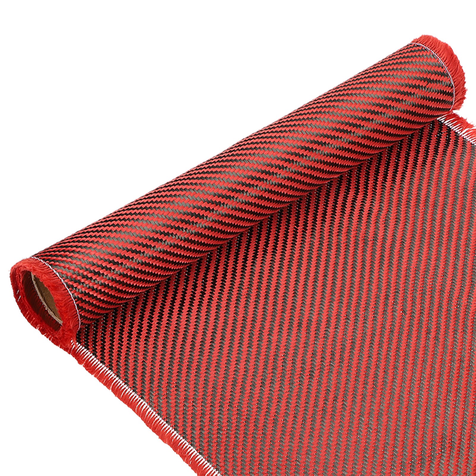 Carbon Fiber Fabric 4.9ft x 11.8″ Sheet Roll 2×2 Twill Weave 3K 220g, Black/Red