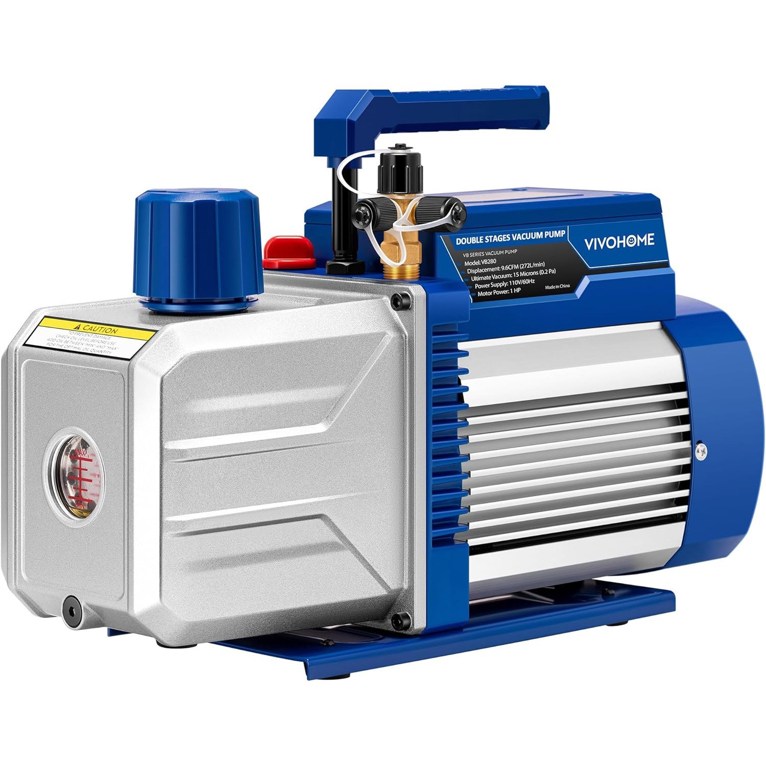 2 Stage HVAC Air Vacuum Pump 9.6CFM 1HP w/ 2 Oil Bottles for R134a R12 R22 R502