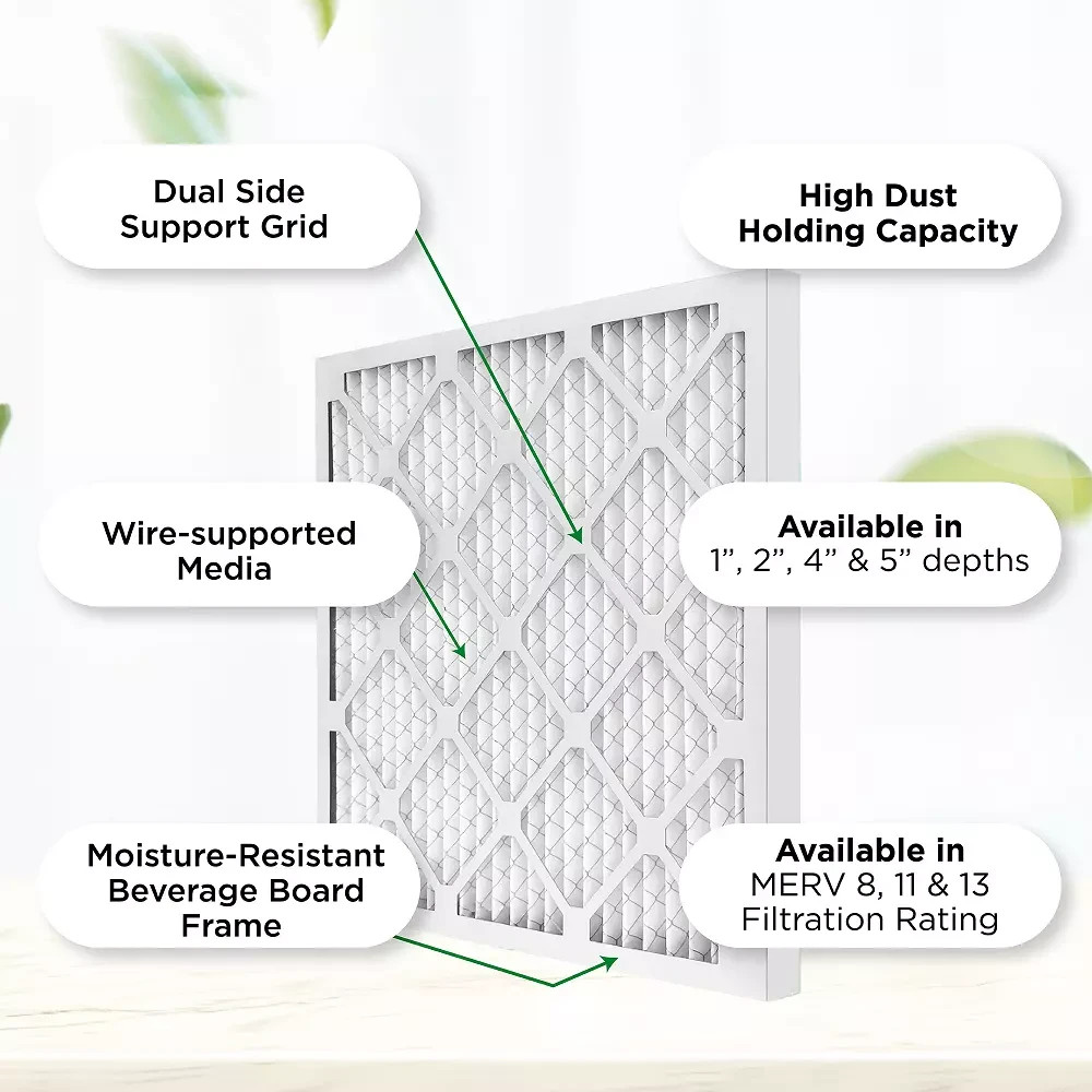 20x24x2 MERV 8 Pleated AC Furnace Air Filters. 12 Pack