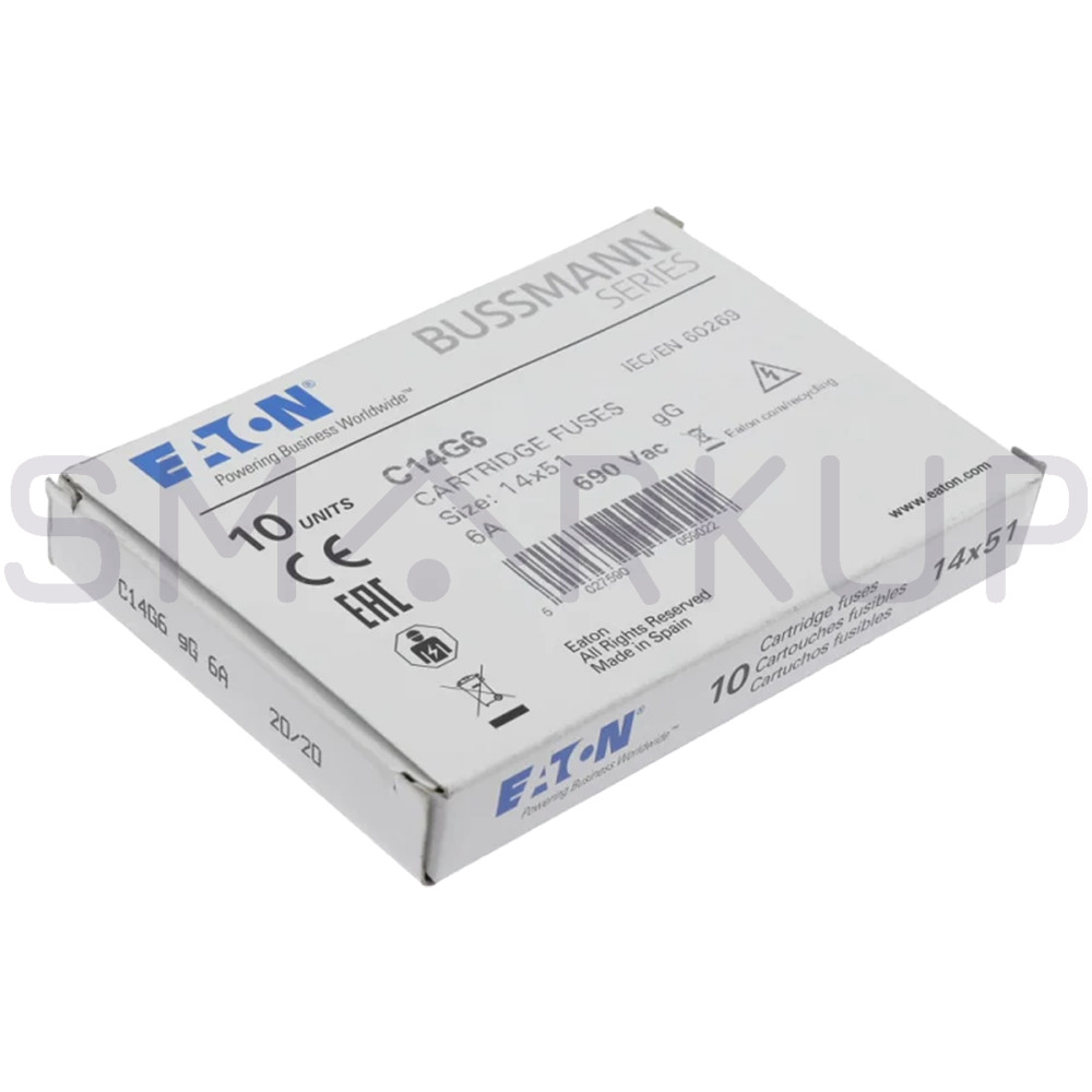 10PCS/New in Box BUSSMANN C14G6 Cylindrical Fuse 6A 690V