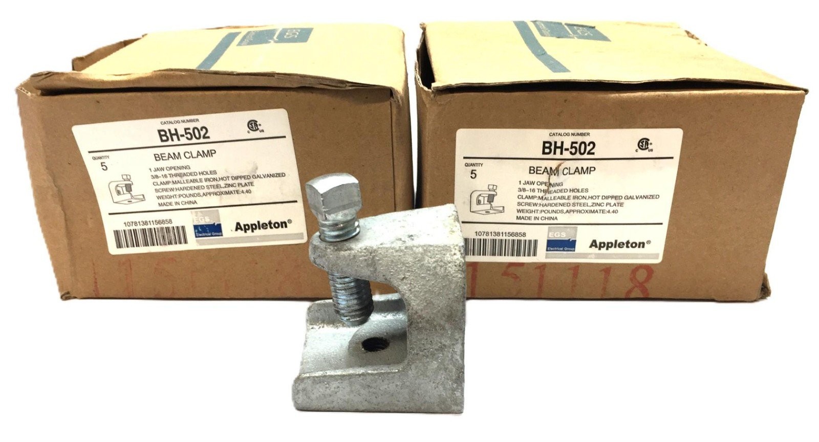 Appleton 3/8″-16 Malleable Iron 1-Jaw Clamp Pack (5pcs) [Lot of 2] BH-502 NOS