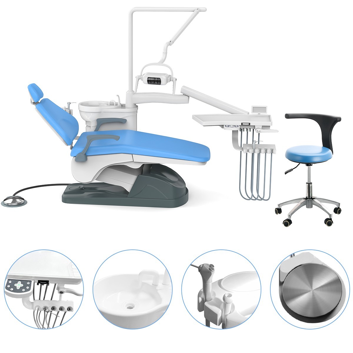 110V Dental Unit Chair Computer Controlled DC Motor PU Leather & Stool CE FDA