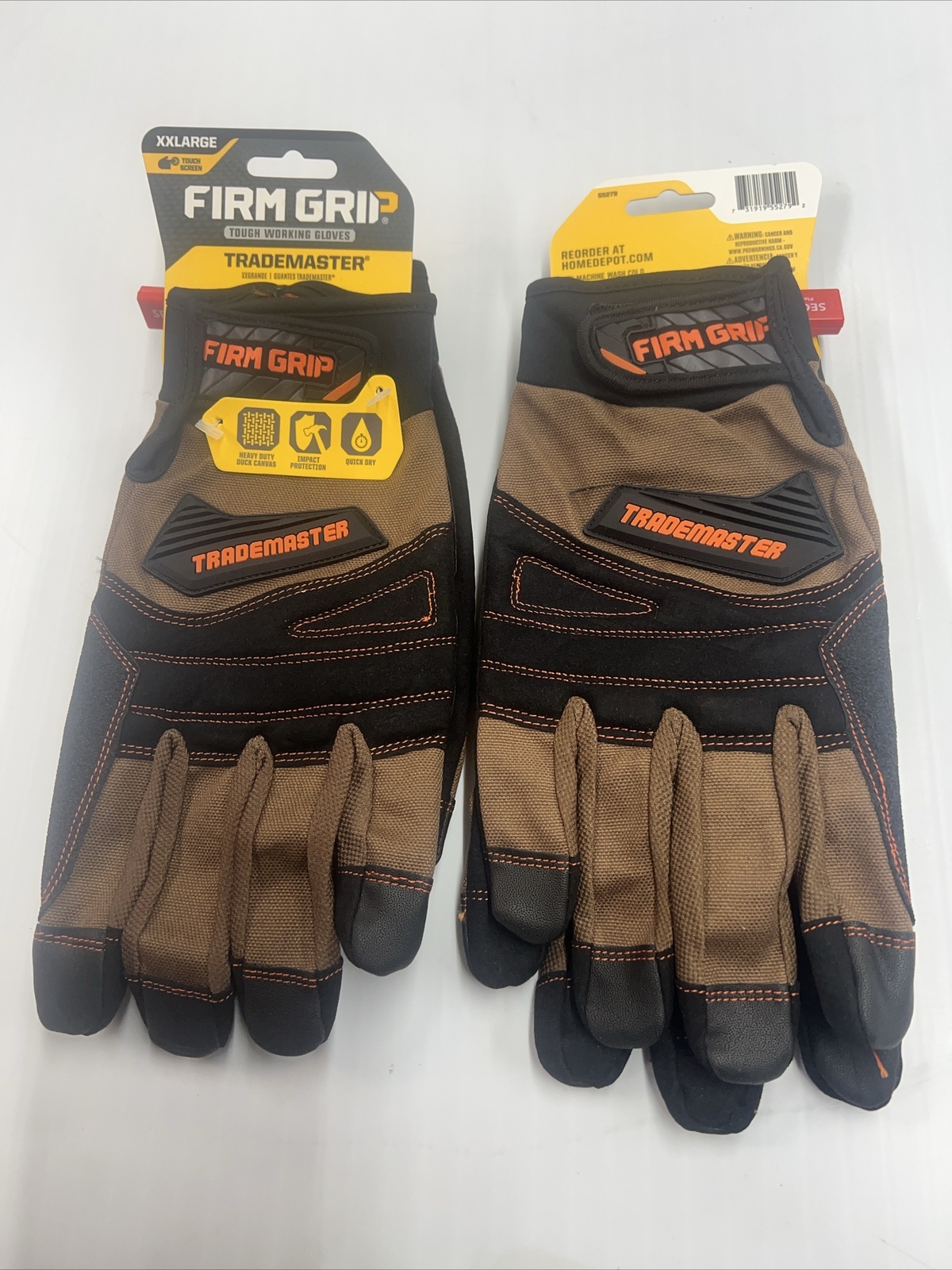 FIRM GRIP Trade Master XX Large Tan Duck Canvas Glove Brown Orange 2 Pair