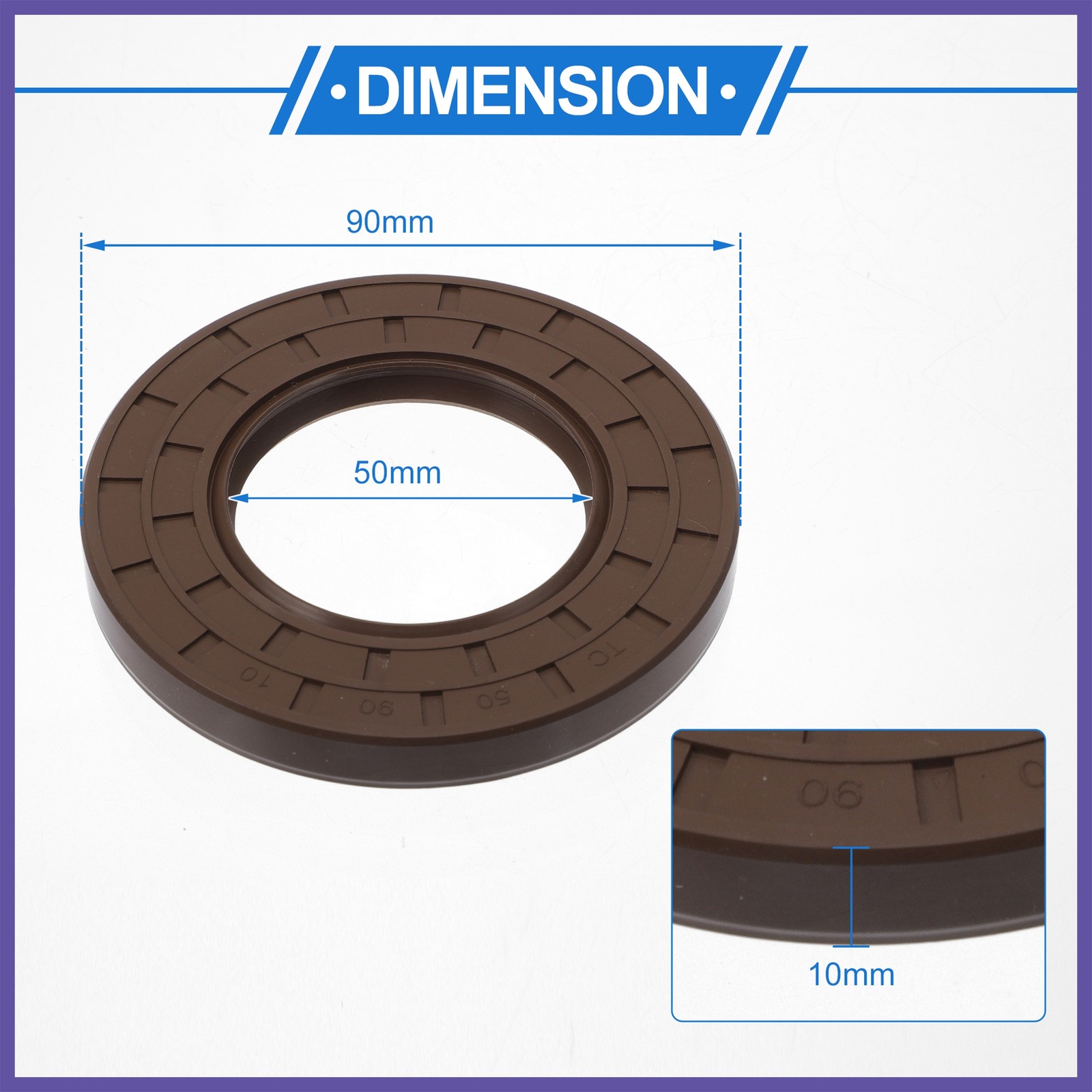 Oil Seal Seal Ring Rotary Shaft Seal FKM Rubber 50x90x10mm 2 Pcs
