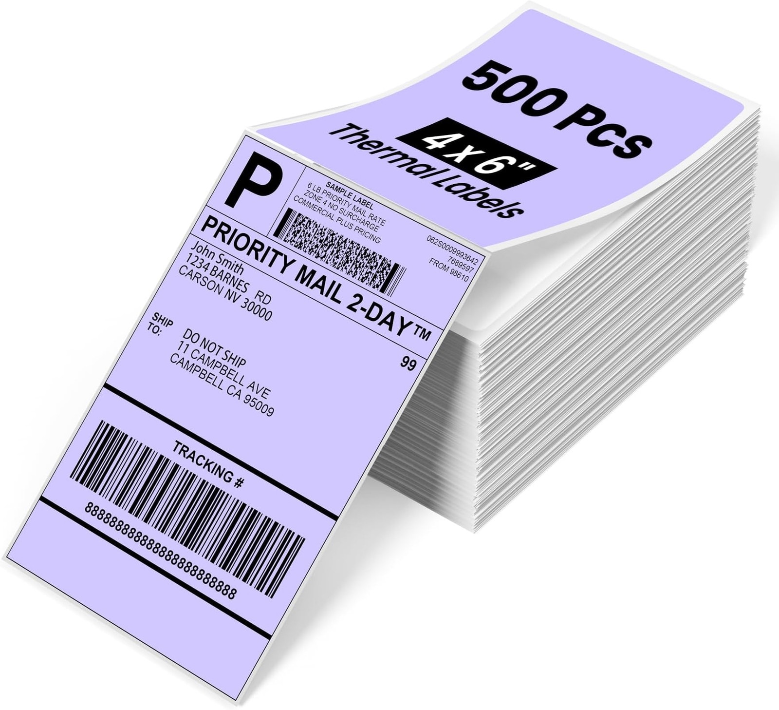 Phomemo 4×6 Thermal Labels for Shipping Label Printer – 500PCS Purple Mailing…
