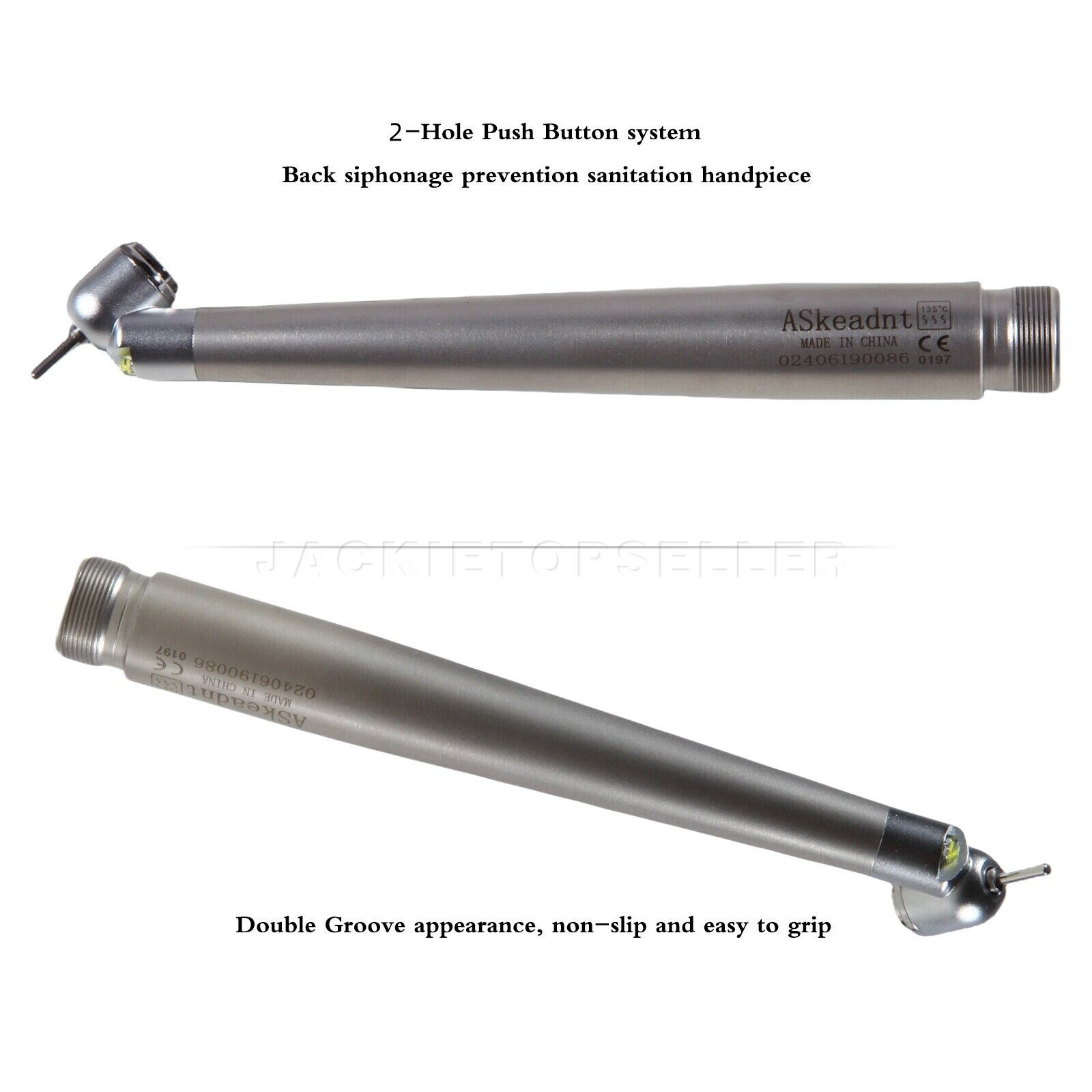 LED Dental Surgical Handpiece 45° Angle 2 Hole Borden Rear Exhaust Impact Air
