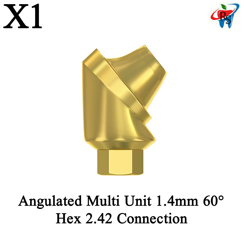 1x Dental Angulated Multi Unit 1.4mm 660° Hex 2.42 Connection Titanium Fixture