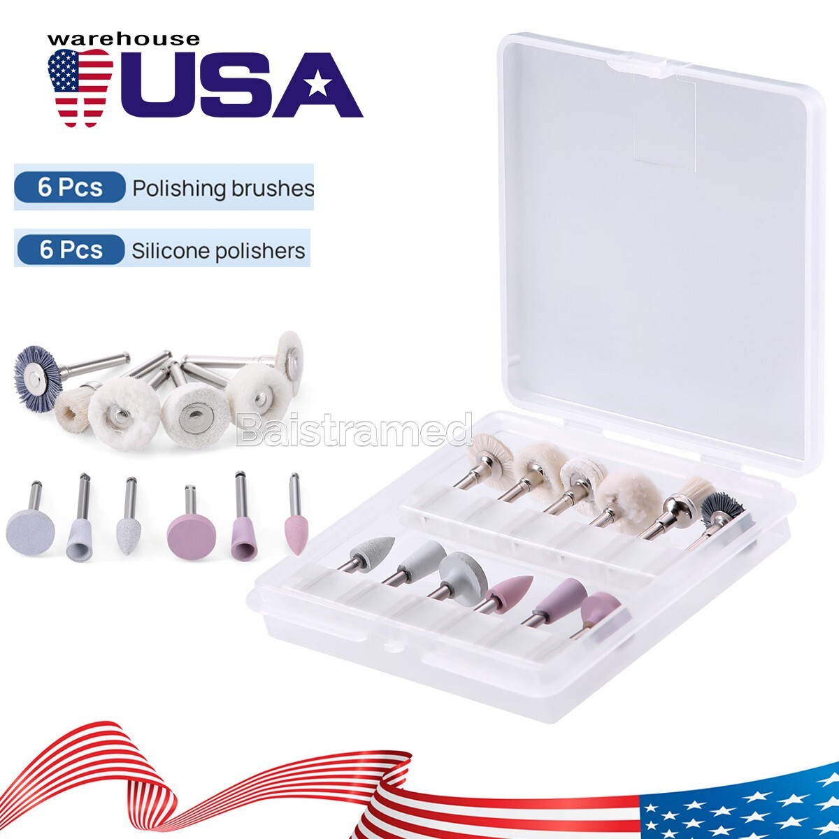 Dental Composite Polishing Burs Kit RA Silicone Polisher 2.35mm For Contra Angle