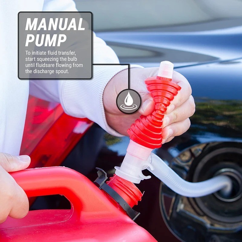 Manual Hand Syphon Pump Fuel Gas Liquid Transfer Siphon Hose Tool Kit