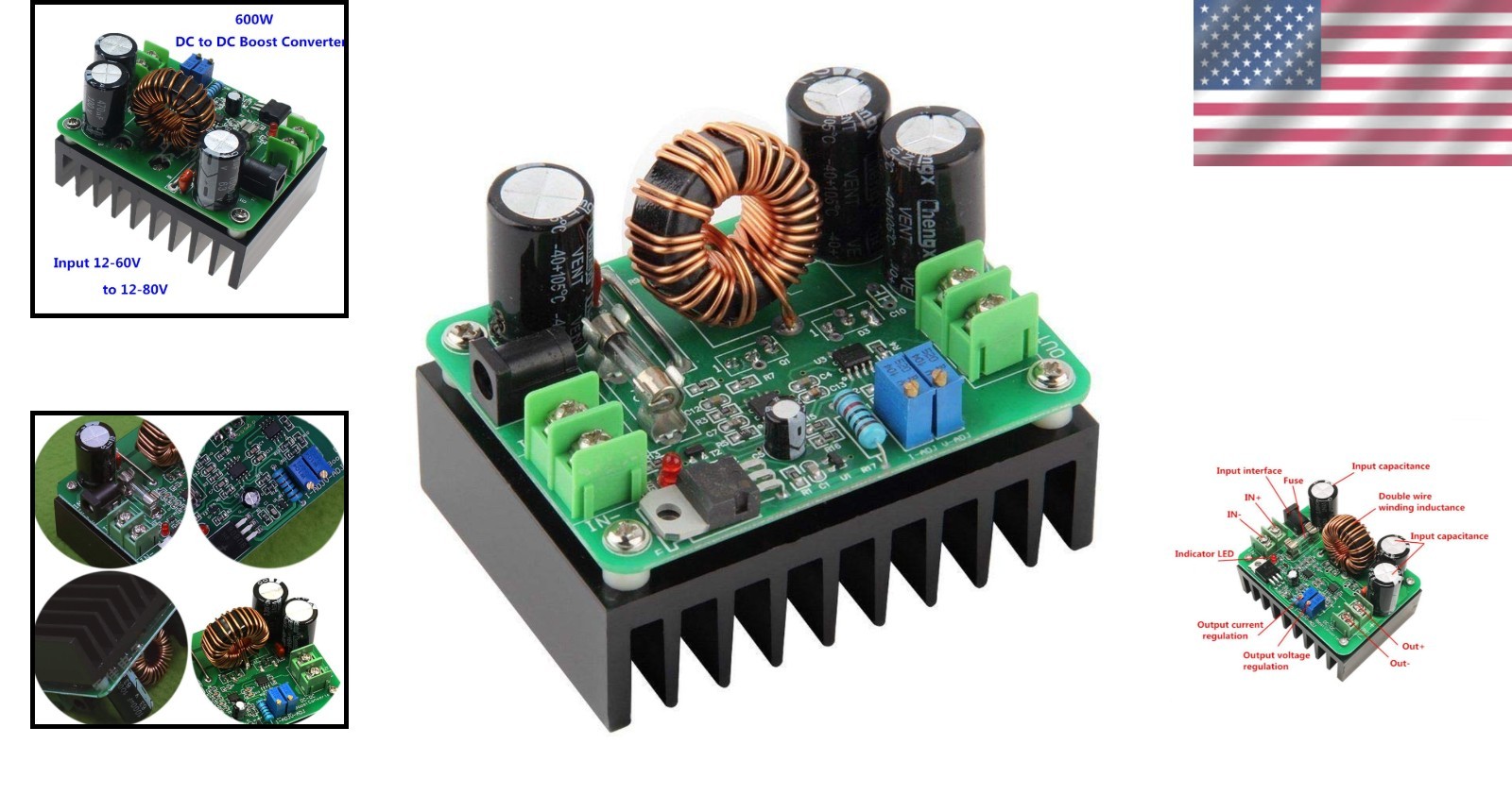 12V-60V to 12V-80V Boost Module 600W – Efficient Power Converter for Electronics