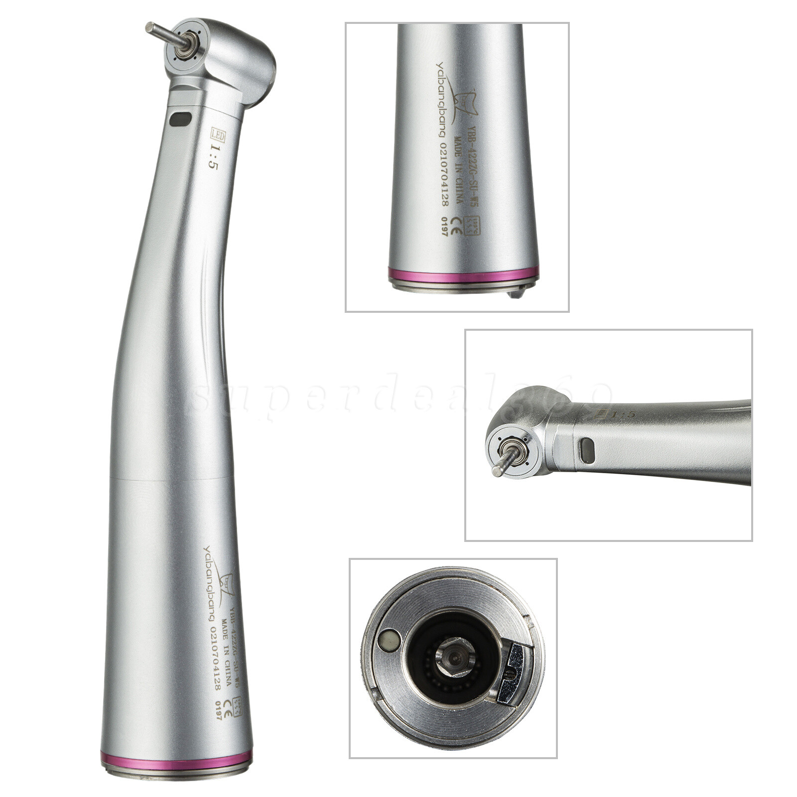 NSK Style LED Dental 1:5 Fiber Optic Contra Angle Fit Micro Motor