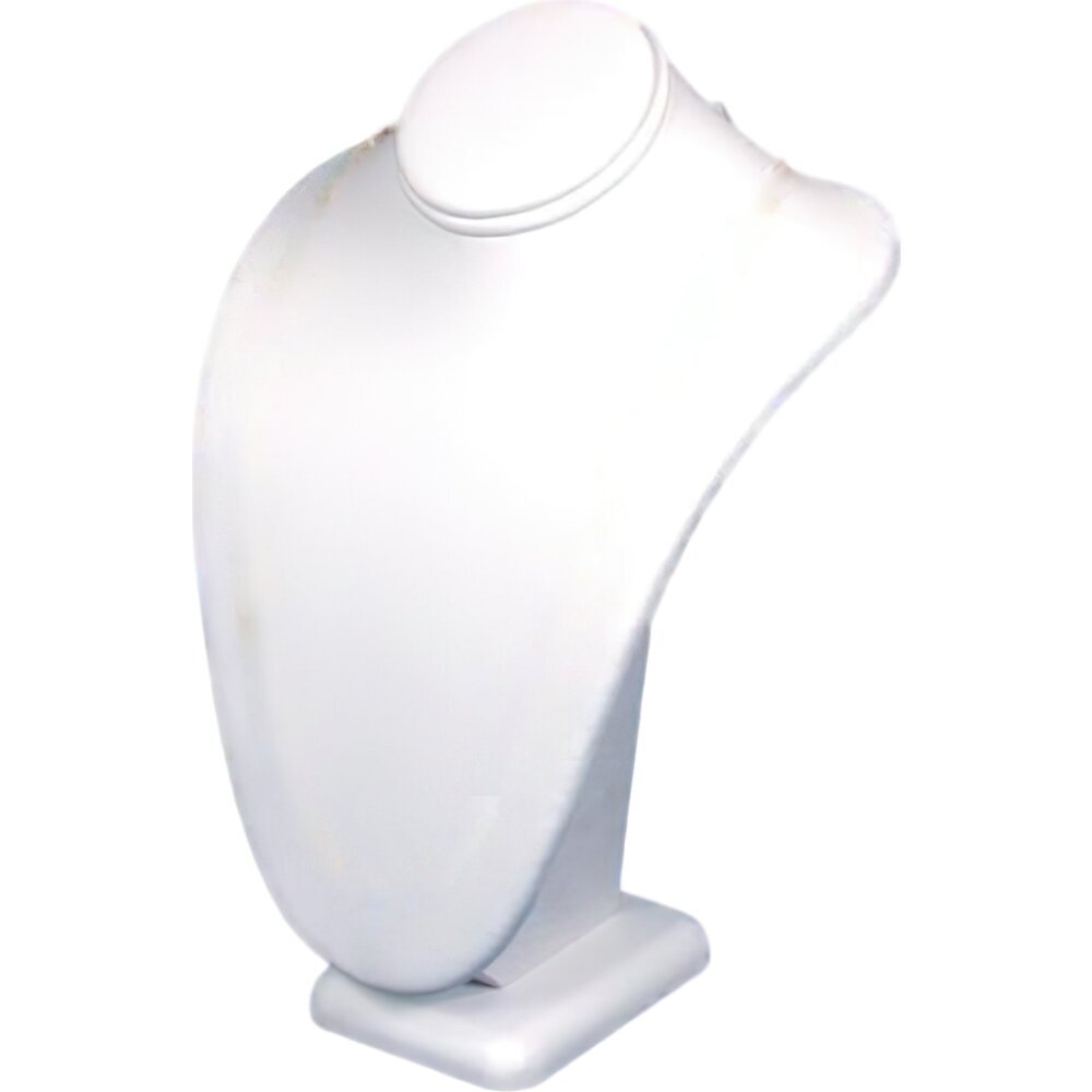 White Faux Leather Necklace Pendant Bust Jewelry Display 7 1/2″