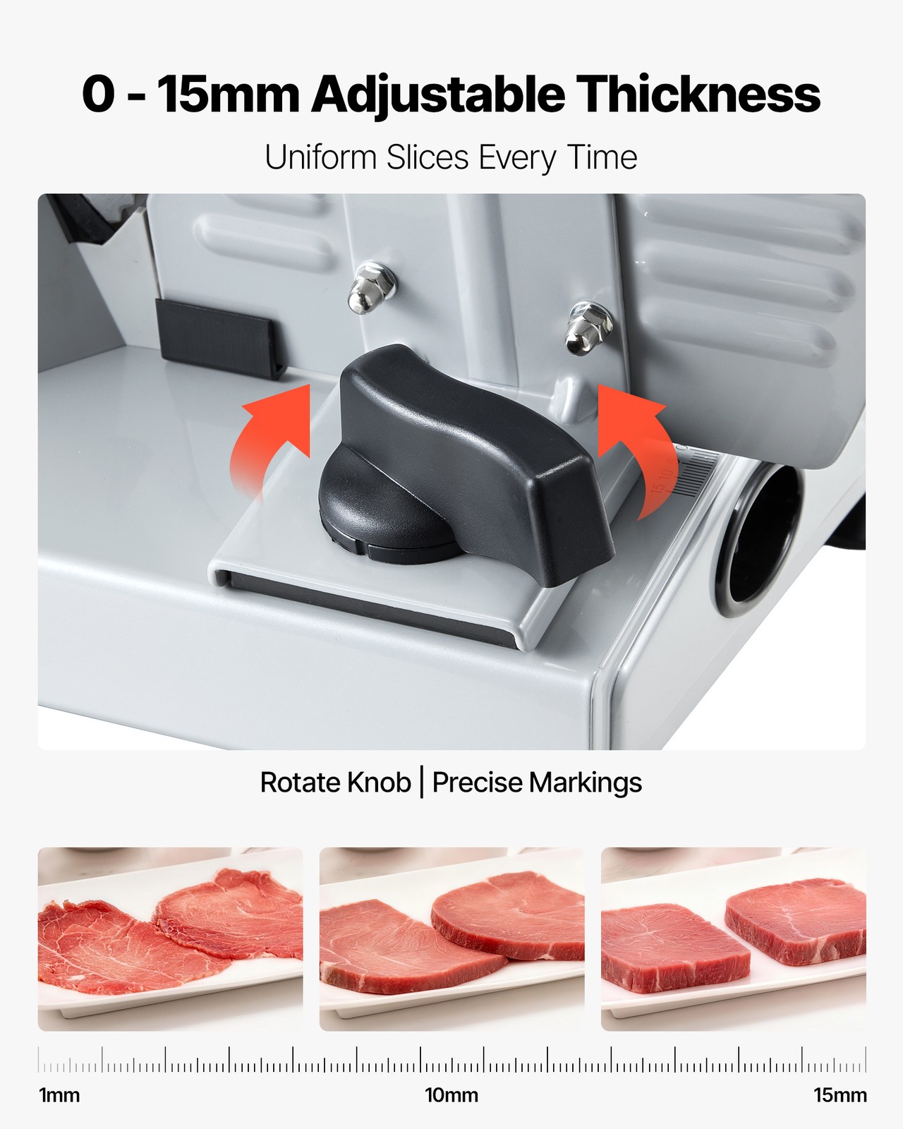 VEVOR Electric Meat Slicer with 7.5″ SUS420 Blade & 0-0.6″ Adjustable Thickness