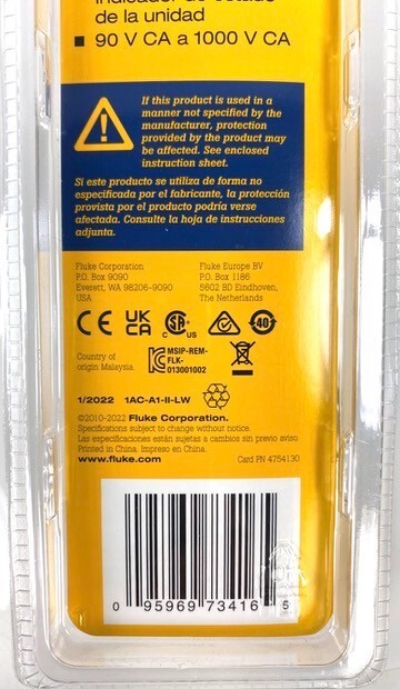 Fluke 1ACII VoltAlert with Sound & Light AC Volt Detector 90-1000 V CA