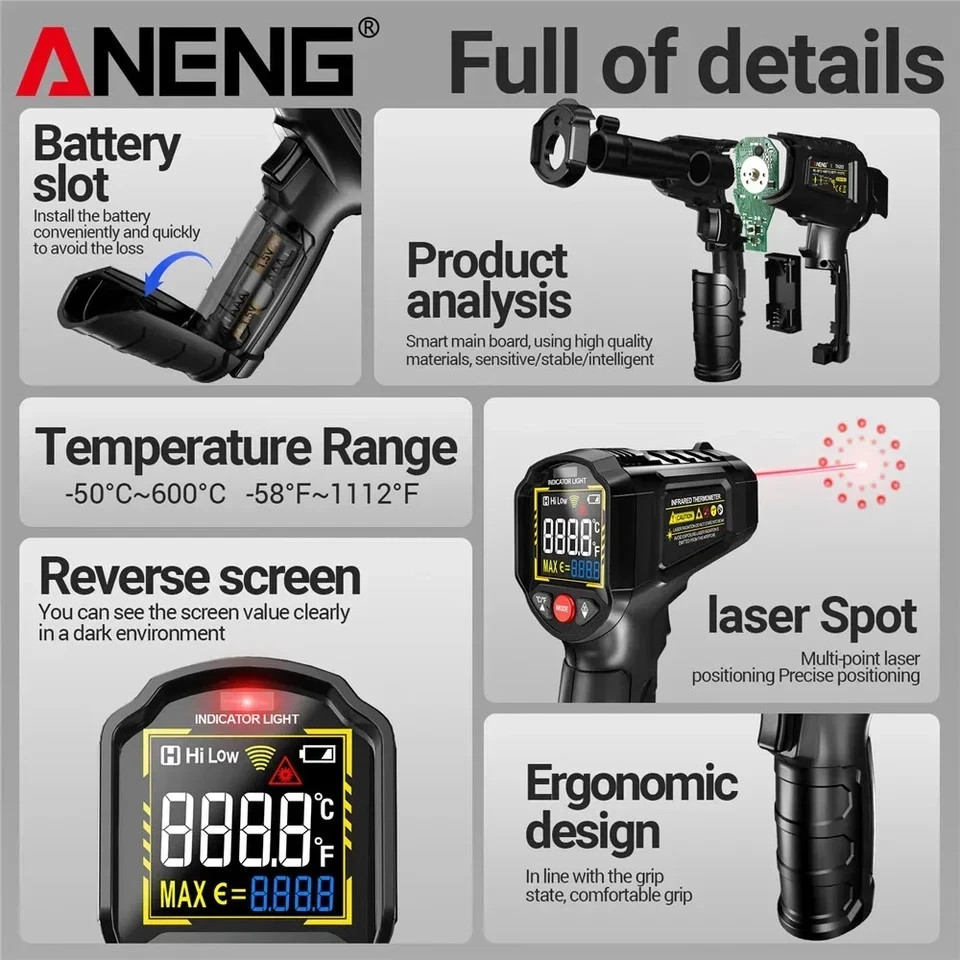 Infrared Thermometer LCD Digital Non-contact Laser IR Temperature Gun Temp Meter