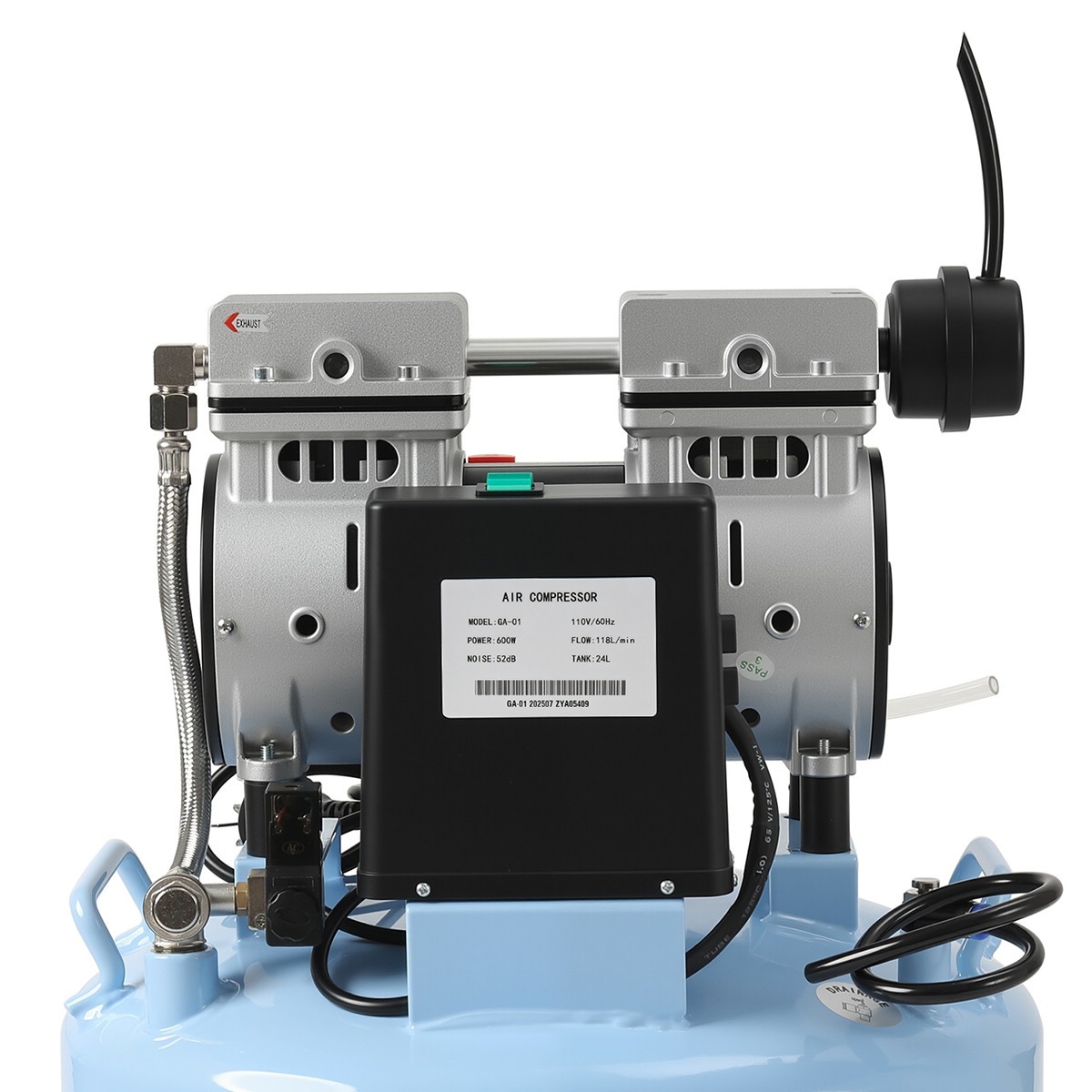 AZDENT Portable Dental Mobile Silent Oil-Free Air Compressor 24L/40L Air Tank