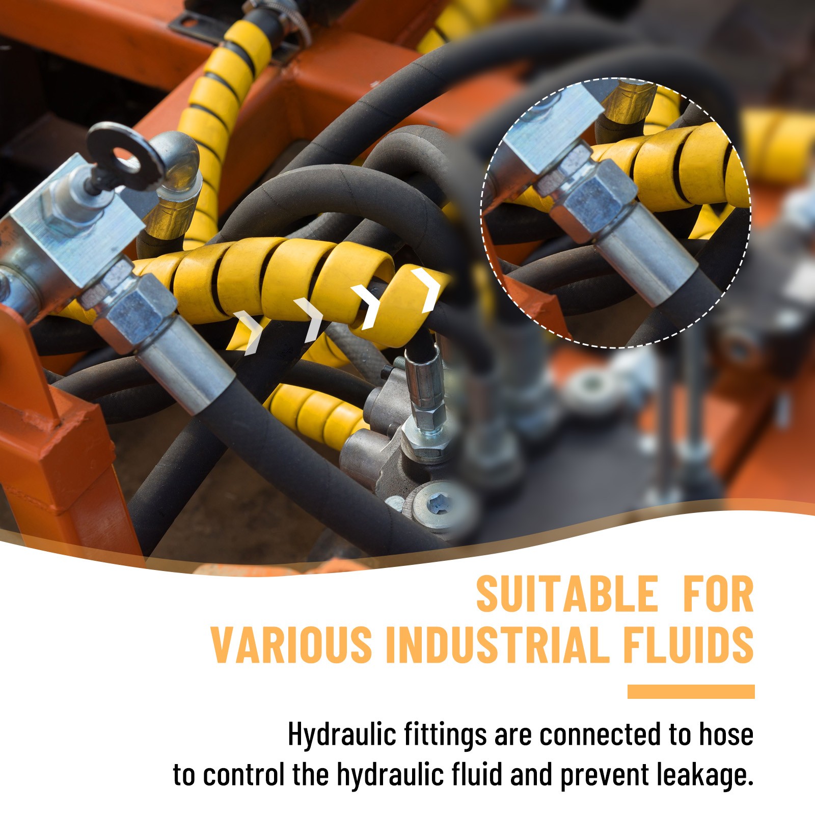 12 Pack Hydraulic Hose Fittings, 1/4″ I.D. Hose x 1/4″ NPTF Male with Protection