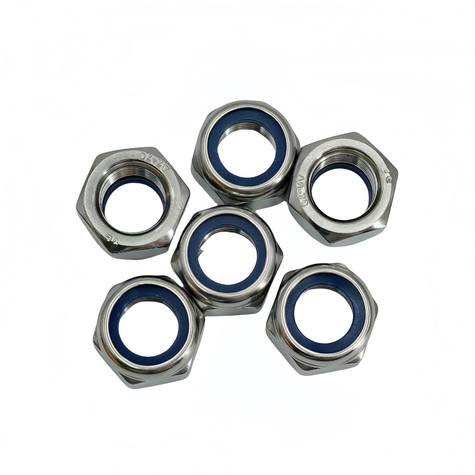 6Pcs M16x 1.5mm Nylon Insert Hex Lock Nuts 304 Stainless Steel LocknutsSilver…