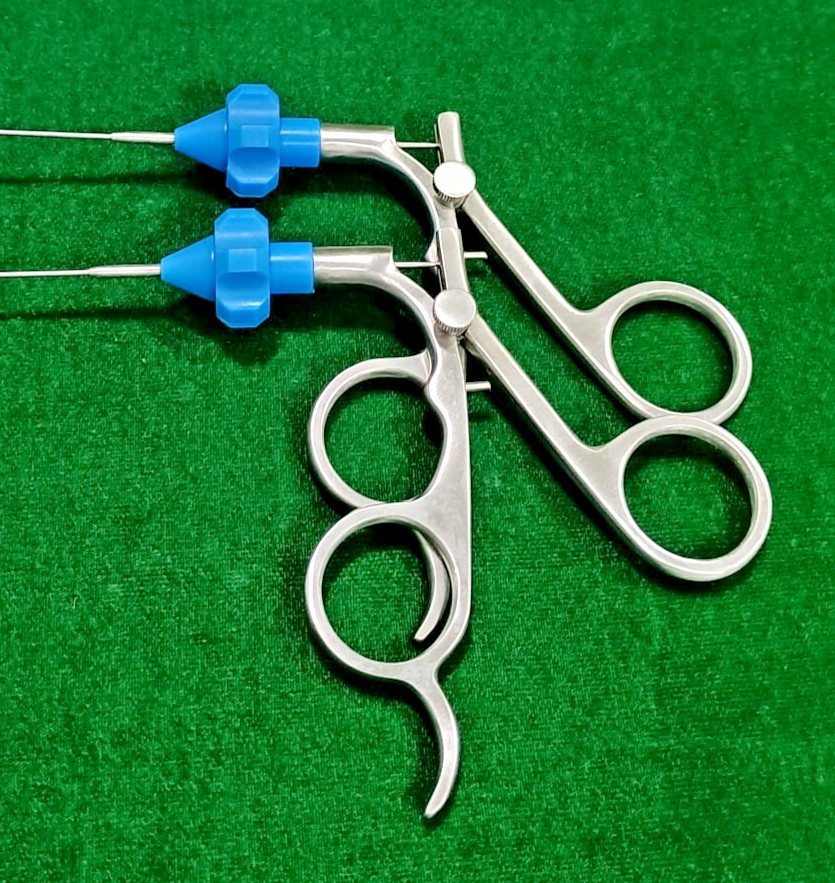 2pc Hysteroscopy Urology Semi Rigid Scissor 5FR 40cm with Blue Rotar Reusable