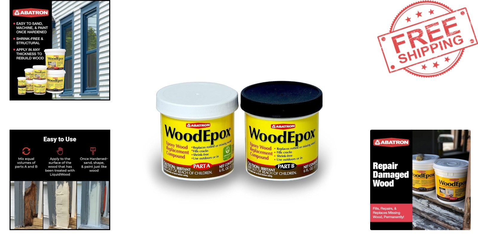 12 oz WoodEpox Water Resistant Epoxy – Ideal for Wood, Concrete, and Masonry