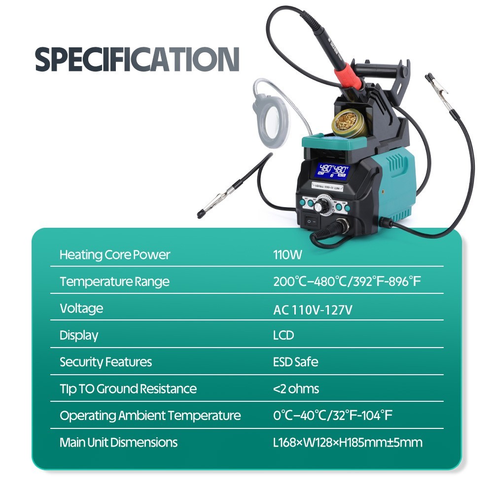 YIHUA 939D+ III EVO 110W Digital Soldering Station Dual LCD Display High-Power