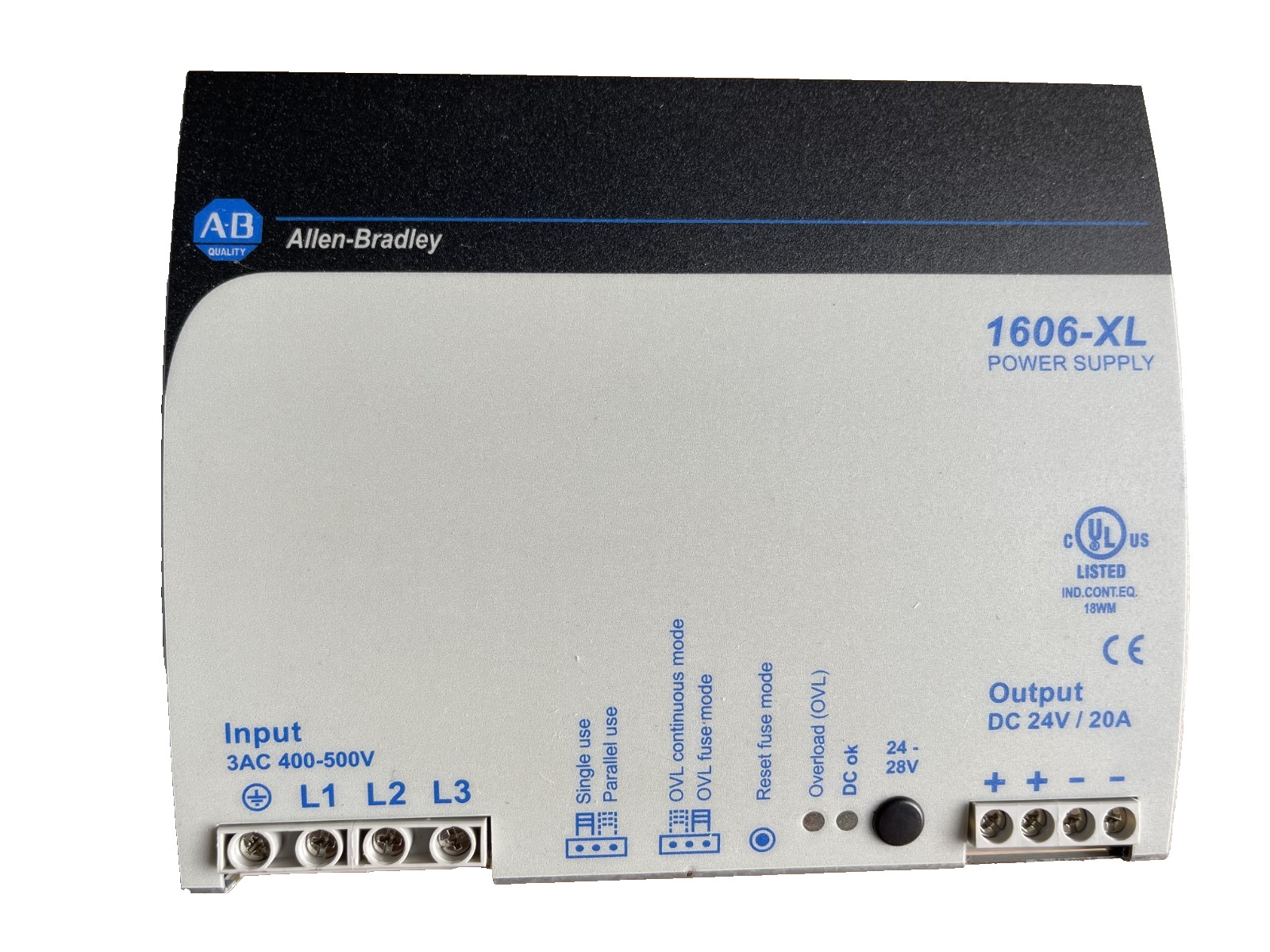 ALLEN BRADLEY 1606-XL480E-3W POWER SUPPLY 1606-XL 24VDC 20A SER. B