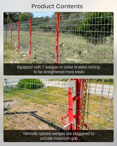 6ft Woven Wire Fence Stretcher Bar with 7 Wedges Red