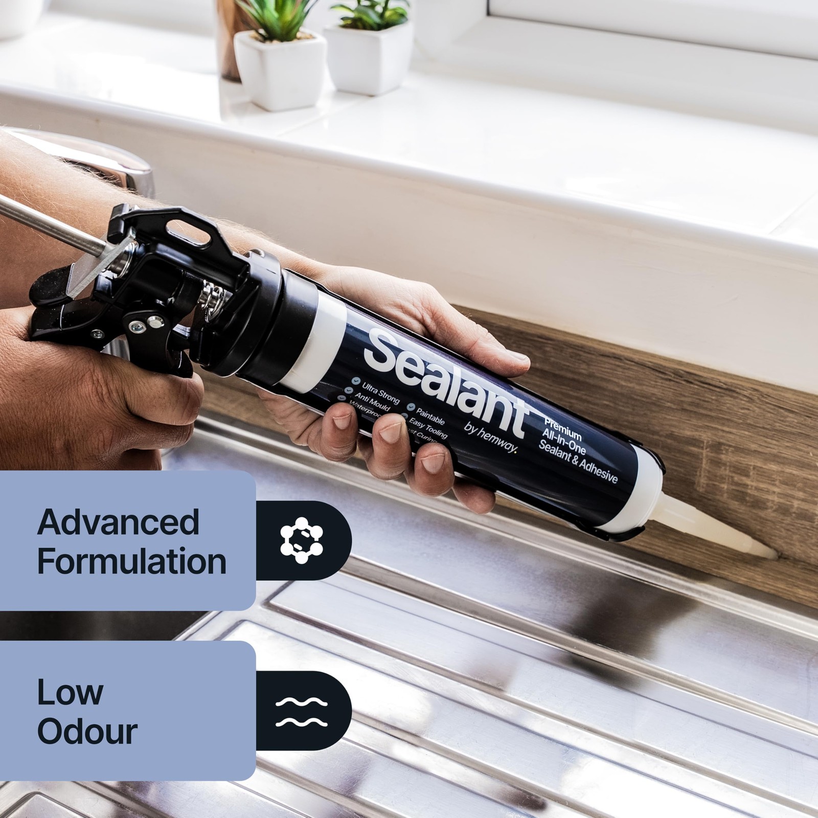 Jet Black Construction Sealant & Adhesive All-in-One Hybrid 1 Pack,