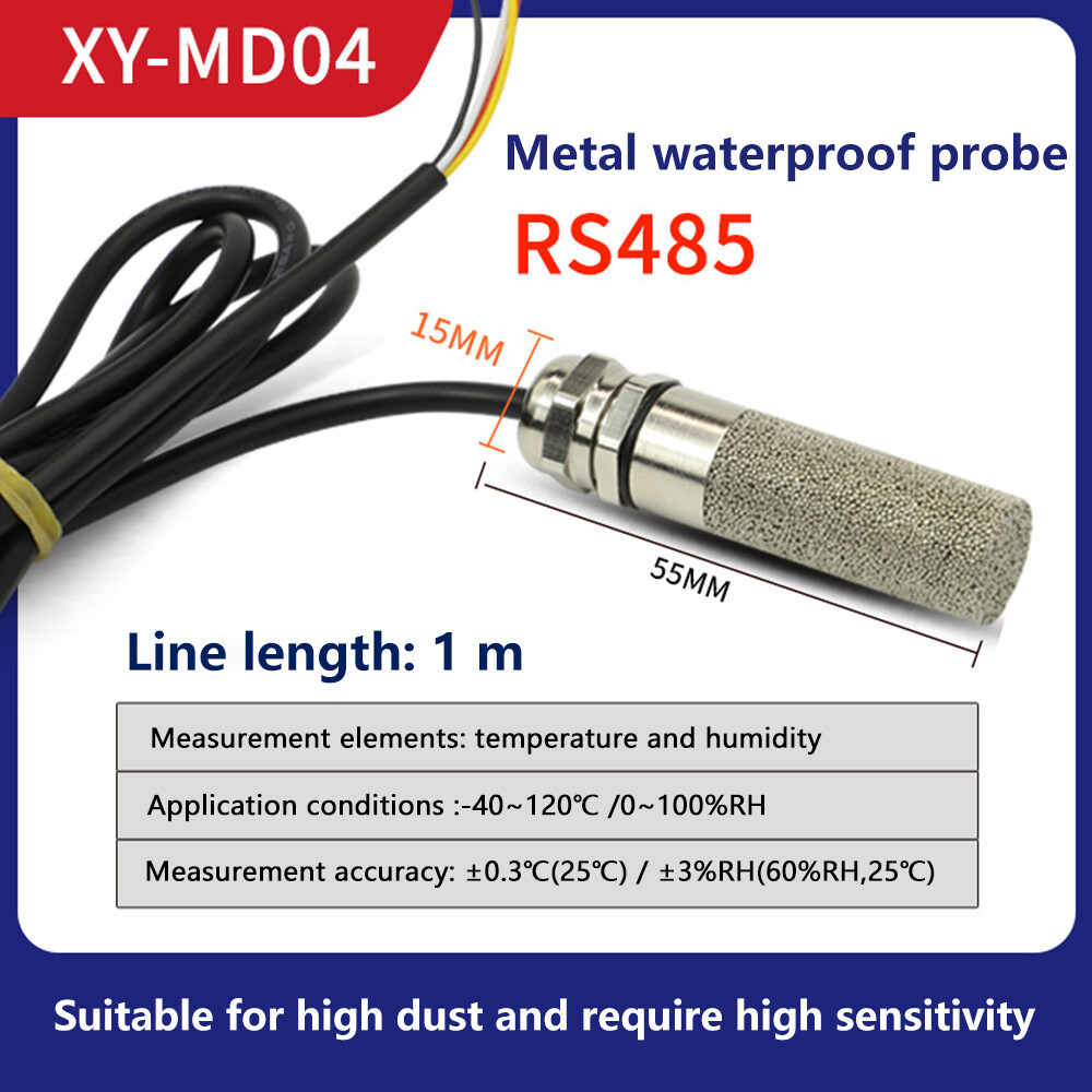 DC 5V-28V Temperature & Humidity Sensor Metal Waterproof Probe RS485 USA
