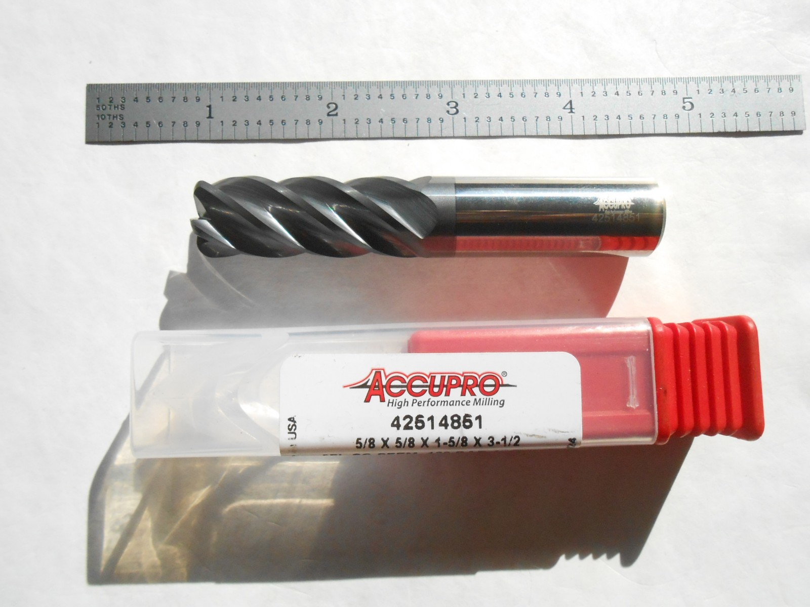 NEW ACCUPRO USA 5/8″ D. X 1-5/8″ LOC X 3-1/2″ L X .120″CR CC 5FL CARBIDE ENDMILL