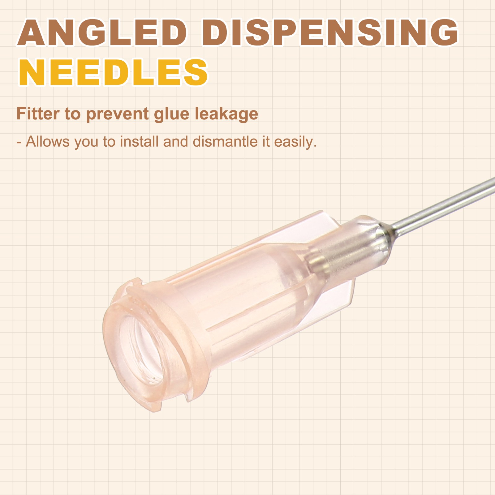 25Pcs 1Inch 26Ga 45° Angled Dispensing Needles, Light Brown