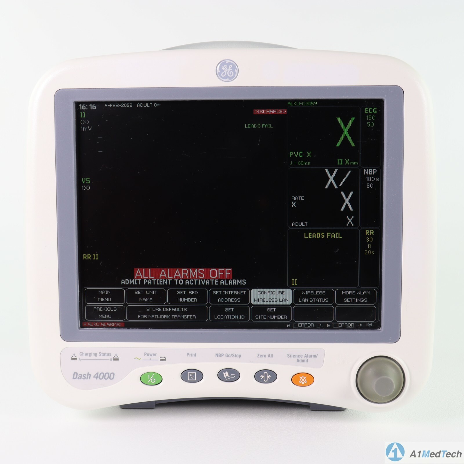GE Medical Dash 4000 Wireless Patient Monitor 2035598-209 with Cables & Printer