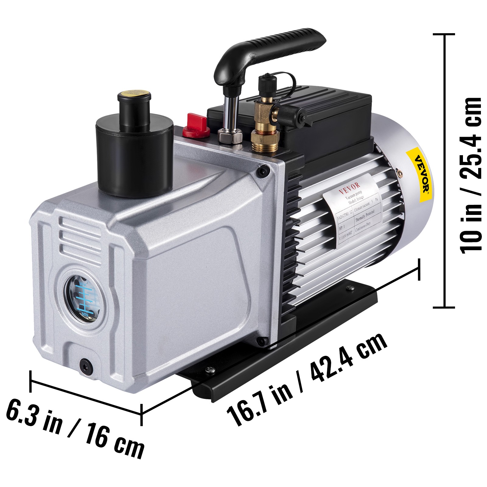 12CFM Vacuum Pump Single Stage Ultimate 3PA rotary vane 110V/60HZ ACTIVE DEMAND