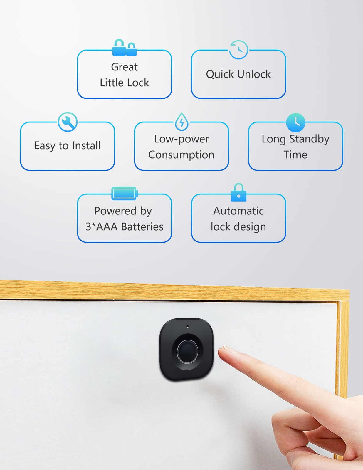 Fingerprint Cabinet Lock Keyless & Hidden Smart Biometric Security for Drawers