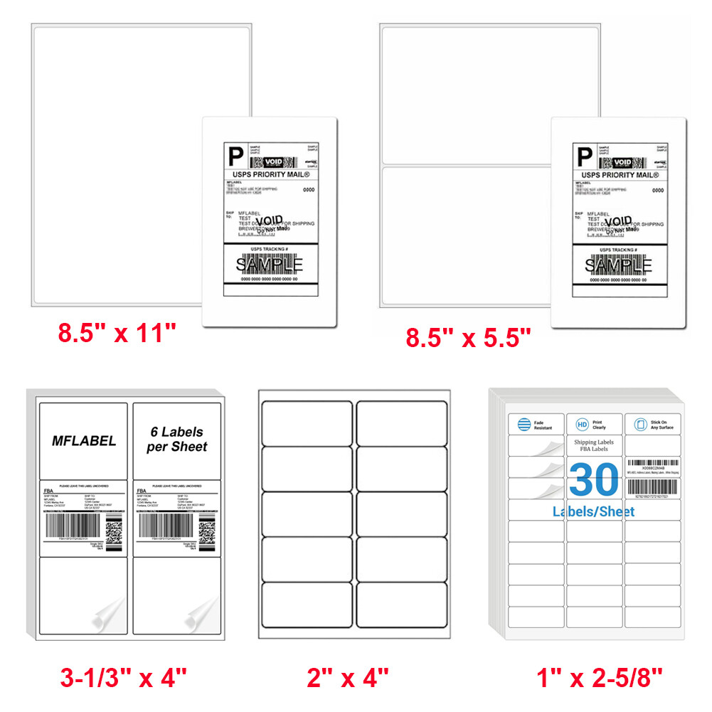 Shipping Labels 8.5 x 5.5 Half Sheet Self Adhesive For Laser and Inkjet Printer